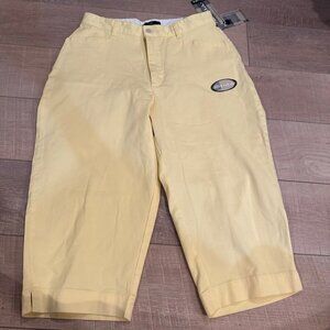 Lee Yellow Stretch Cropped Pants 12 Petite Womens Comfort Fit NEW